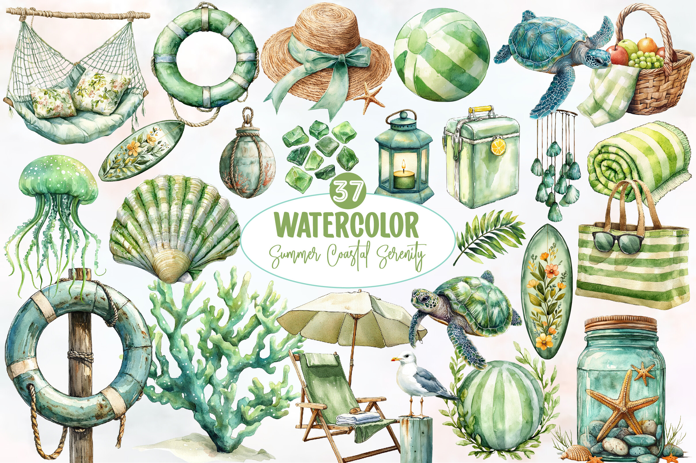Summer Coastal Serenity Clipart Graphic by Designworld · Creative Fabrica