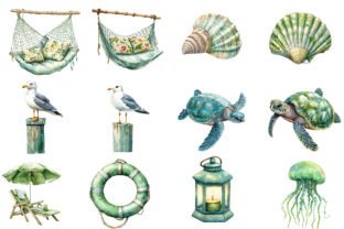 Summer Coastal Serenity Clipart Graphic by Designworld · Creative Fabrica