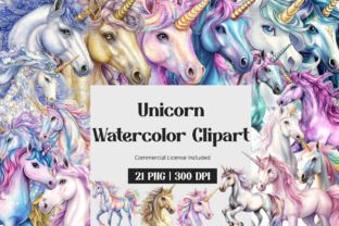 Unicorn Watercolor Clipart Graphic by inpixell.studio · Creative Fabrica