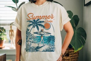 Vintage Beach Surf Girl Summer Lovin PNG Graphic by Yvaine · Creative ...
