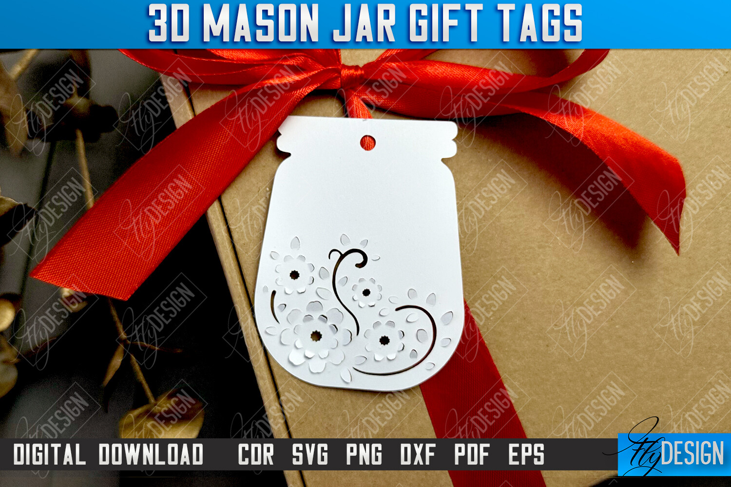 3D Mason Jar Gift Tags | Paper Gift Tags