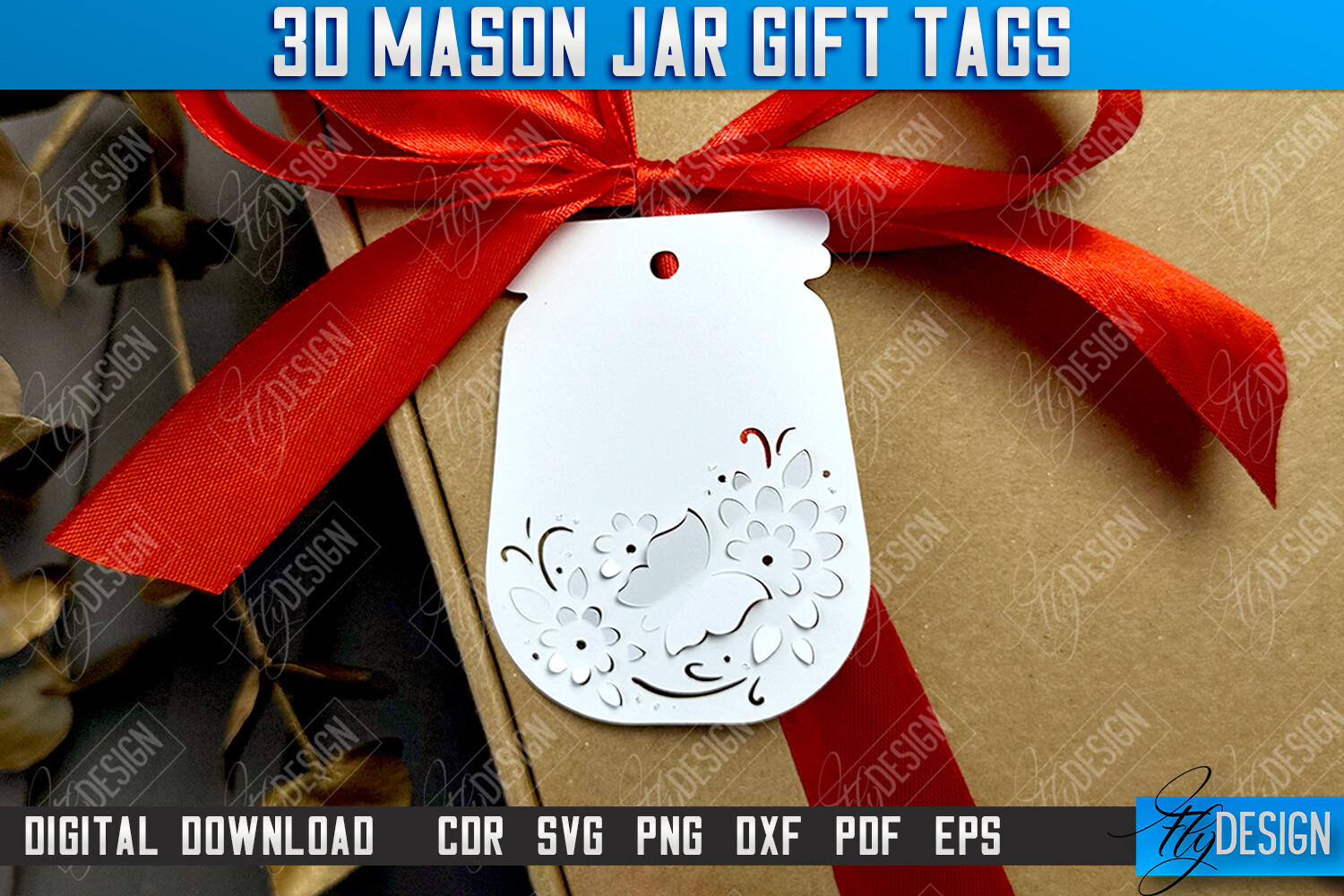 3D Mason Jar Gift Tags | Paper Gift Tags