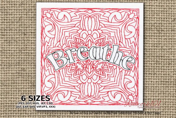 Breathe Word Redwork Design