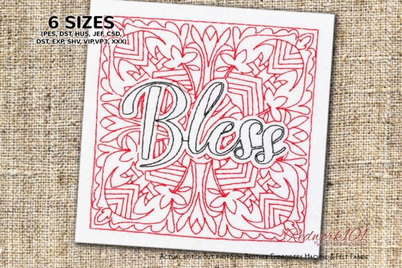 Bless Word Embroidery Design