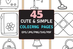 Bold Easy Cute & Simple Coloring Book Graphic by Creative Design Studio ...