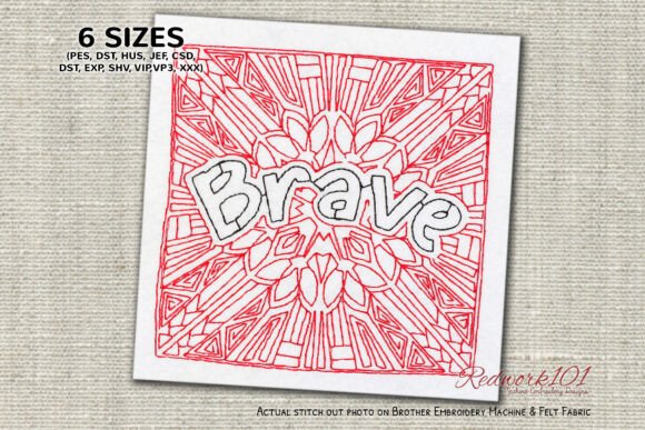 Brave Word Embroidery Design