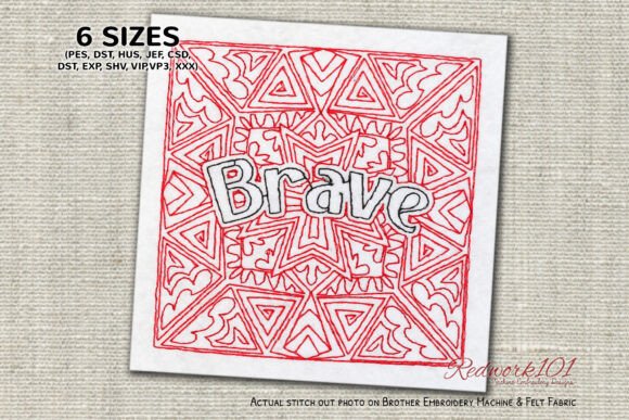 Brave Word Embroidery Design