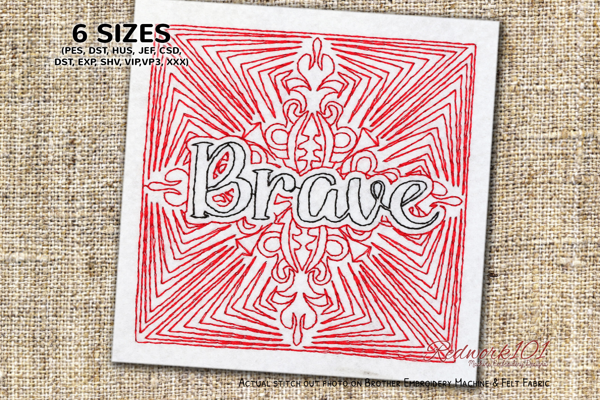 Brave Word Machine Embroidery