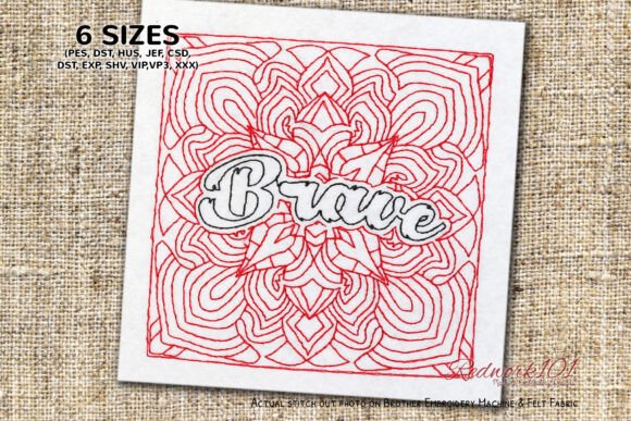 Brave Word Redwork Design