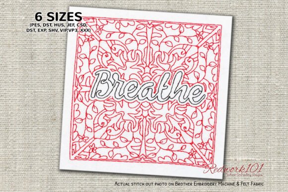 Breathe Word Embroidery Design