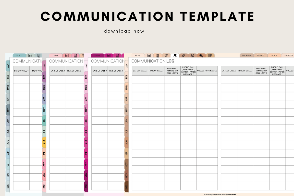 Communication Log – Printable & Digital Graphic by Plamarplanners ...