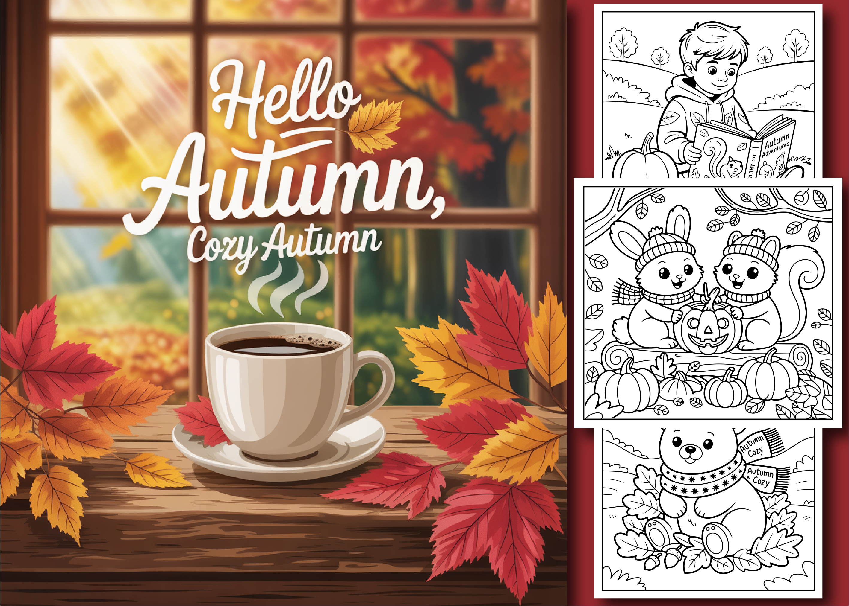 Cozy Autumn Bold and Easy Coloring Book
