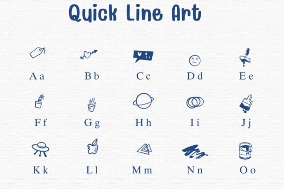 Quick Line Art Font PNG with transparent background - Preview 1