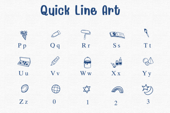 Quick Line Art Font PNG with transparent background - Preview 2