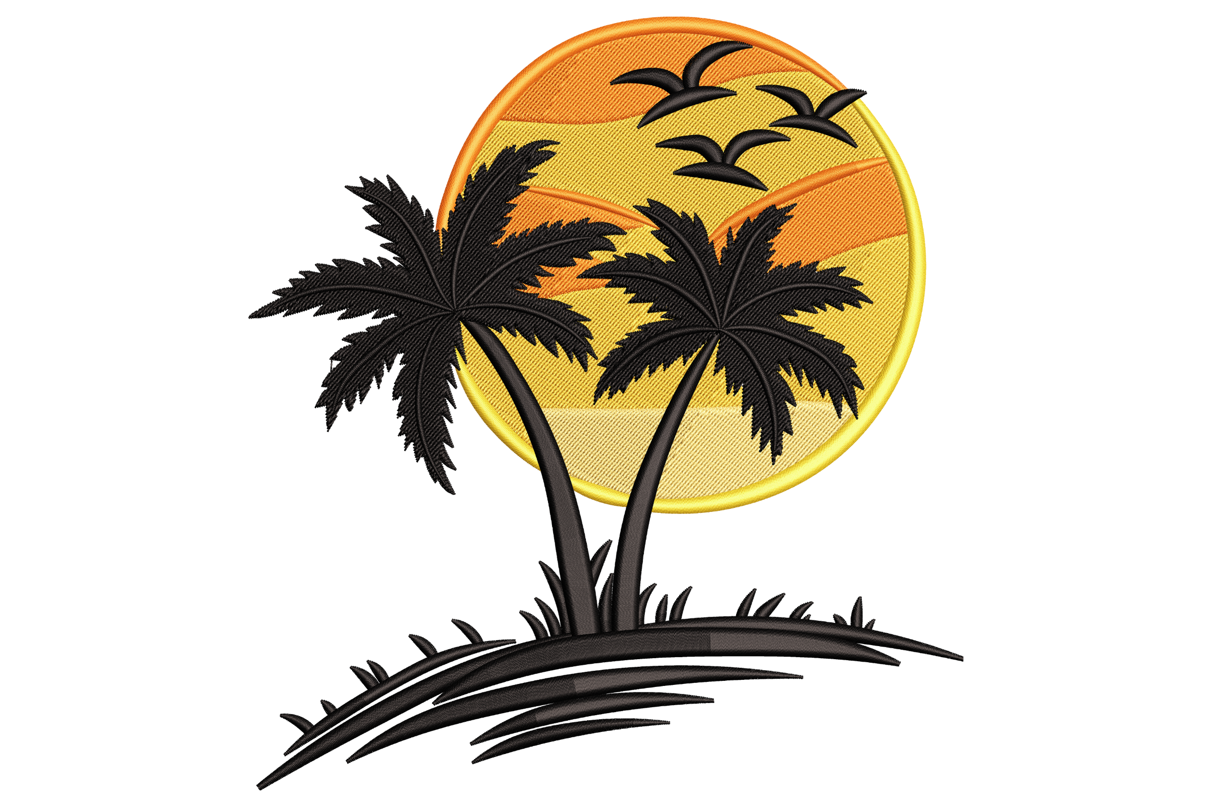Sunset with Palm Trees · Creative Fabrica