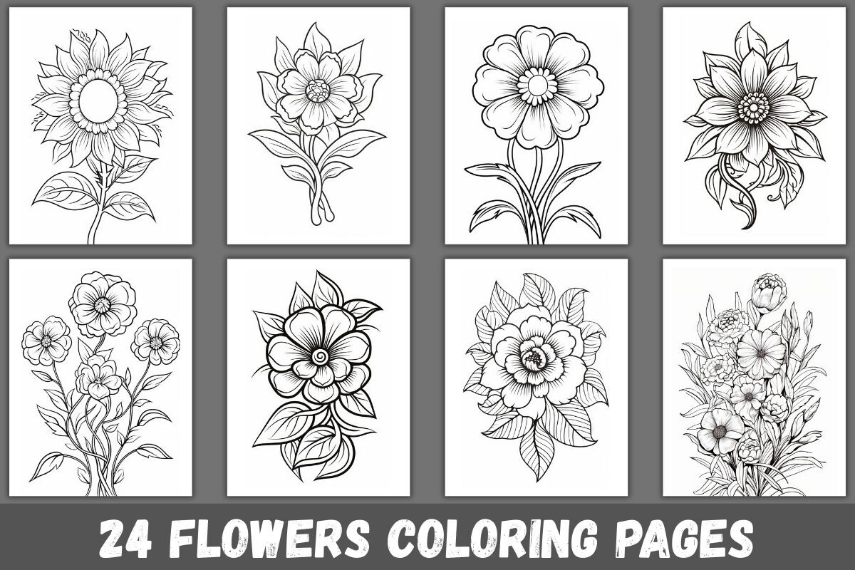 24 Flower Coloring Pages