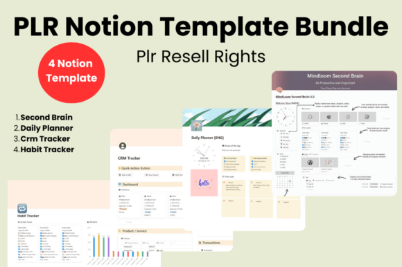4 Plr Notion Template Bundle Graphics