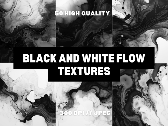 50 Black and White Flow Textures Gráfico Fondos Por DesignScape Arts