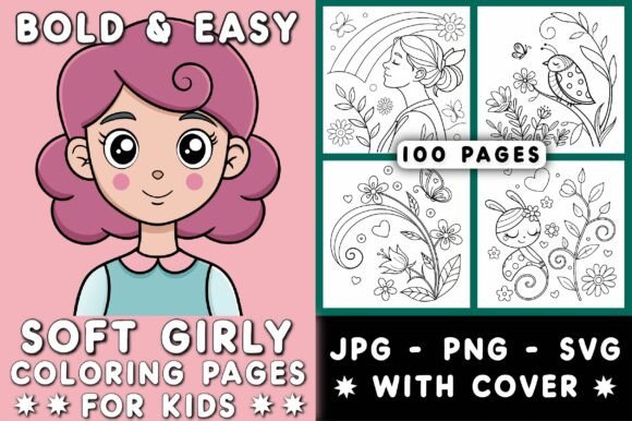 Bold and Easy Soft Girly Coloring Pages
