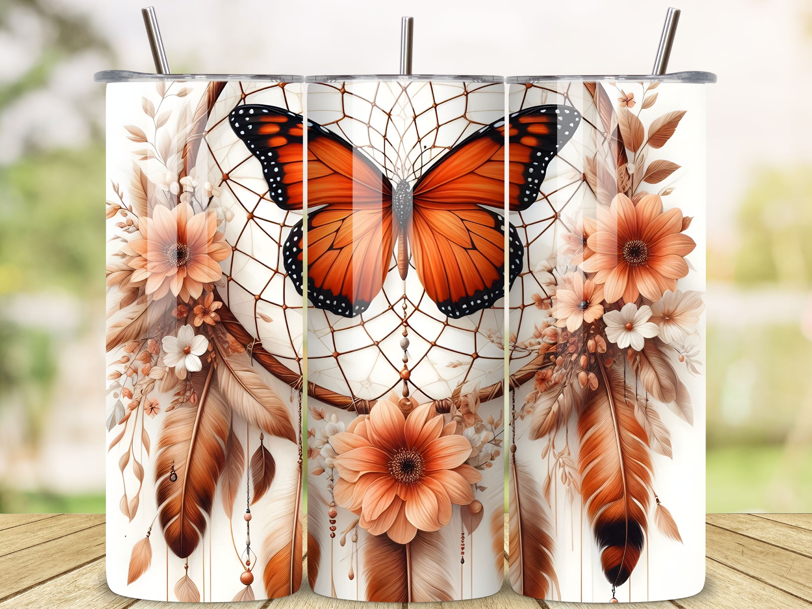 Butterfly Dreamcatcher Tumbler Wrap Graphic by BEE CREATION · Creative ...
