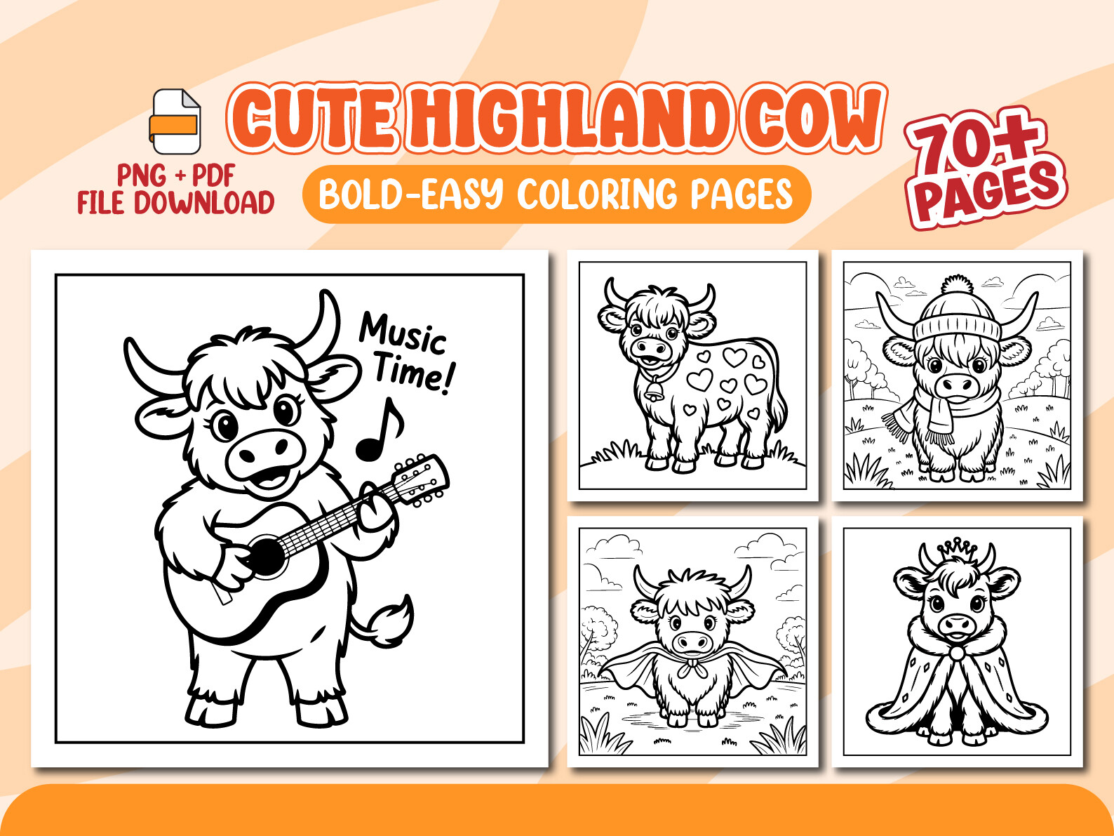 Highland Cow Coloring Pages for Kids