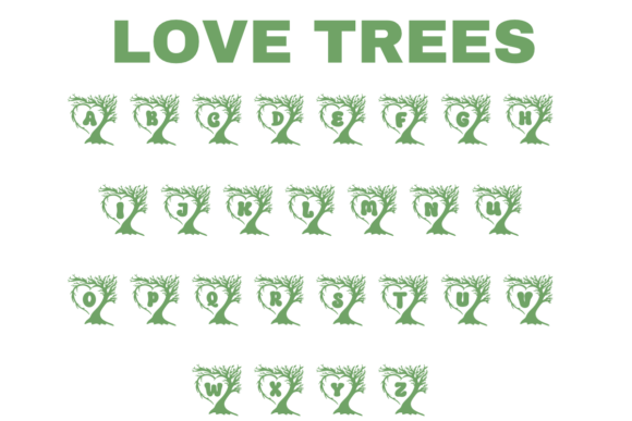 Love Trees Font PNG with transparent background - Preview 1