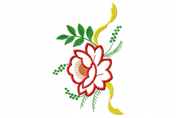 Ribbon Flower Appliqué Embroidery Design