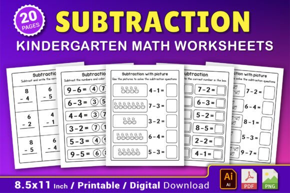 Subtraction Kindergarten Math Worksheet