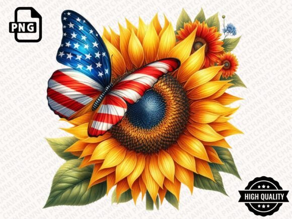 Sunflower USA Flag Clipart PNG