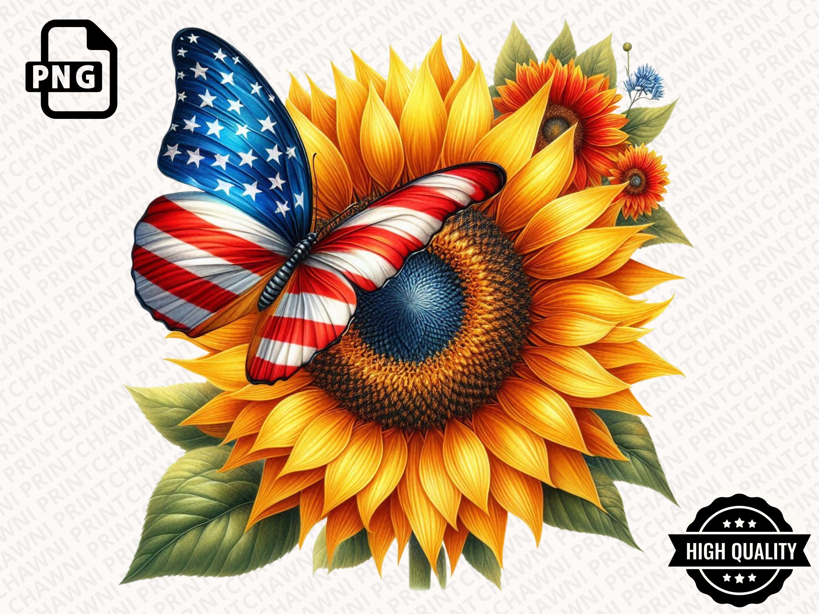 Sunflower USA Flag Clipart PNG