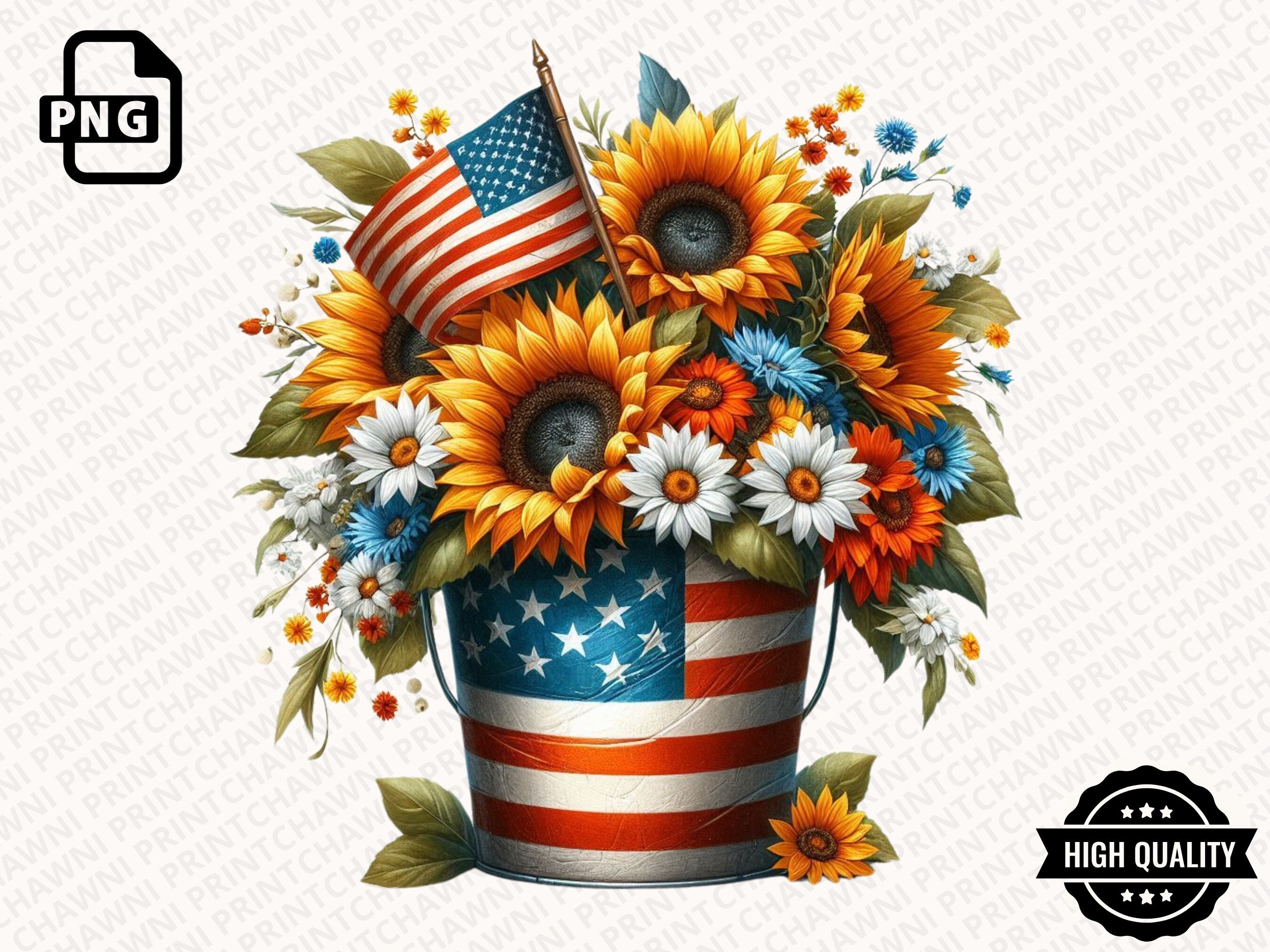 Sunflower USA Flag Clipart PNG