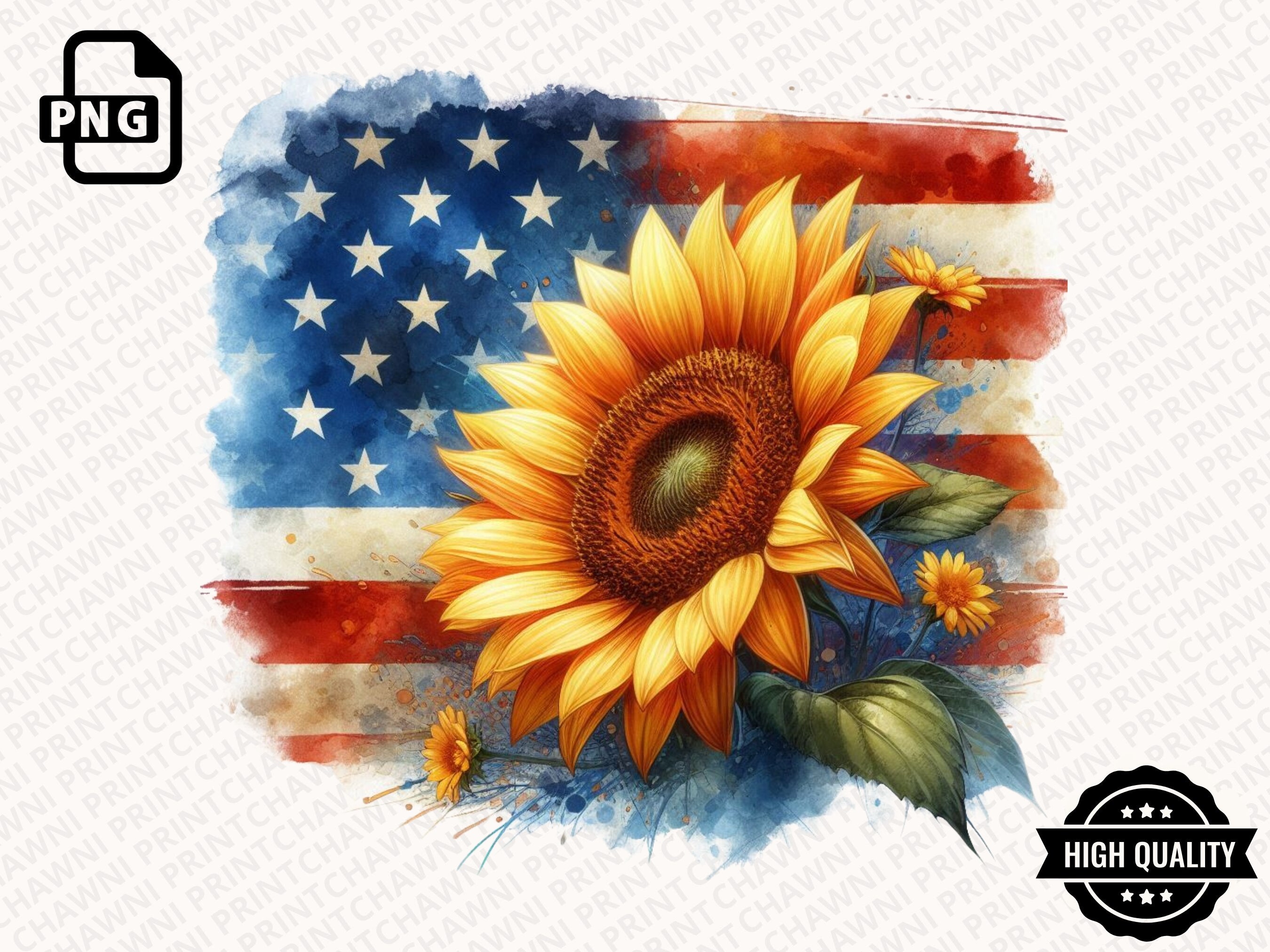 Sunflower USA Flag Clipart PNG