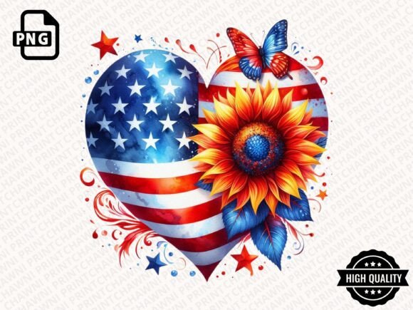 Sunflower USA Flag Clipart PNG