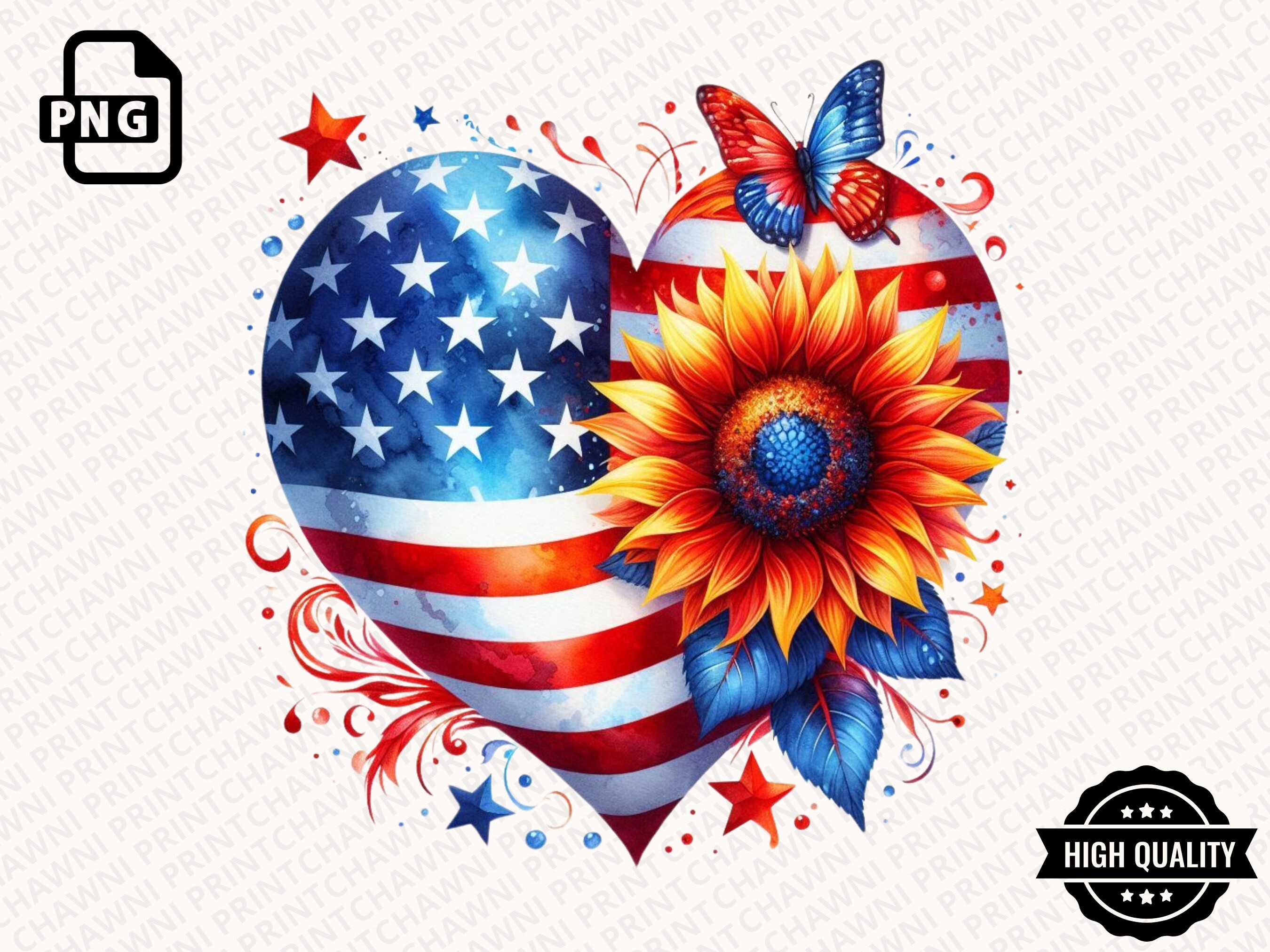 Sunflower USA Flag Clipart PNG