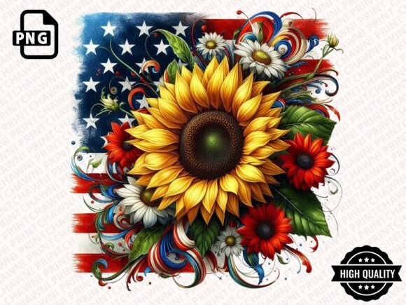 Sunflower USA Flag Clipart PNG