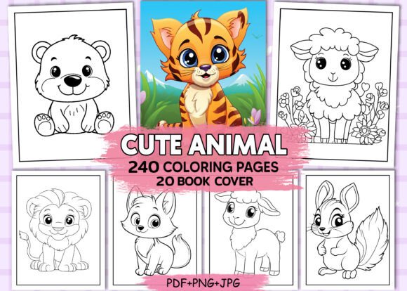 240 Cute Animal Coloring Pages for Kids