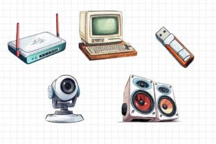 Computer & Office Objects Bundle Graphic by printsandbobs · Creative ...
