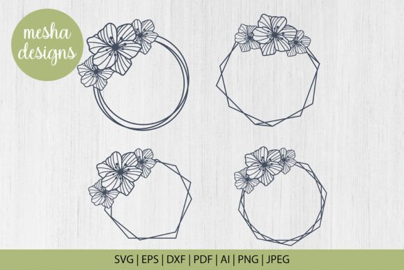 Floral Circle Frame SVG Bundle Graphic by Mesha Creations · Creative ...