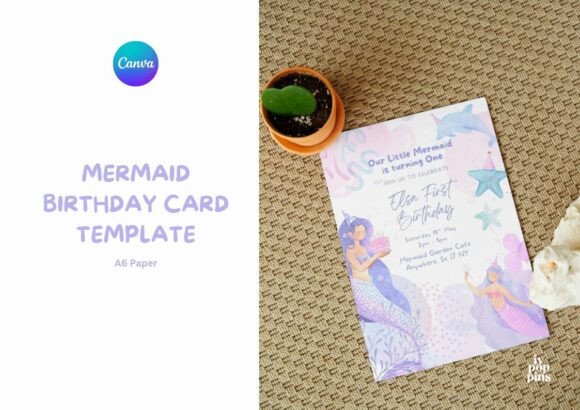 Mermaid Birthday Card Template