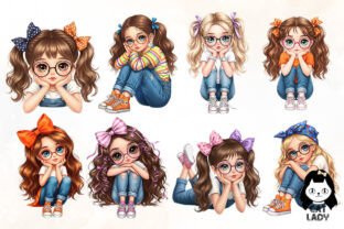 Quirky Cute Little Girl Clipart Bundle Graphic by Cat Lady · Creative ...