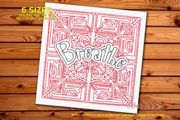 Breathe Word Redwork Design