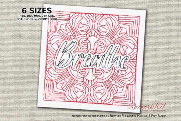 Breathe Word Redwork Embroidery