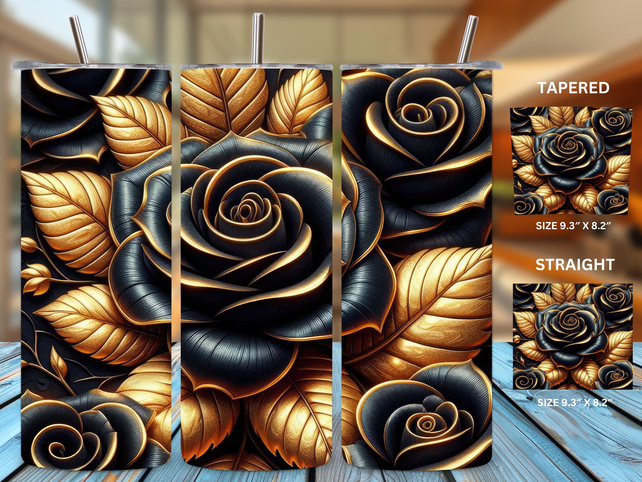 Black Rose Elegance Tumbler Wrap Graphic by Puma Prints · Creative Fabrica