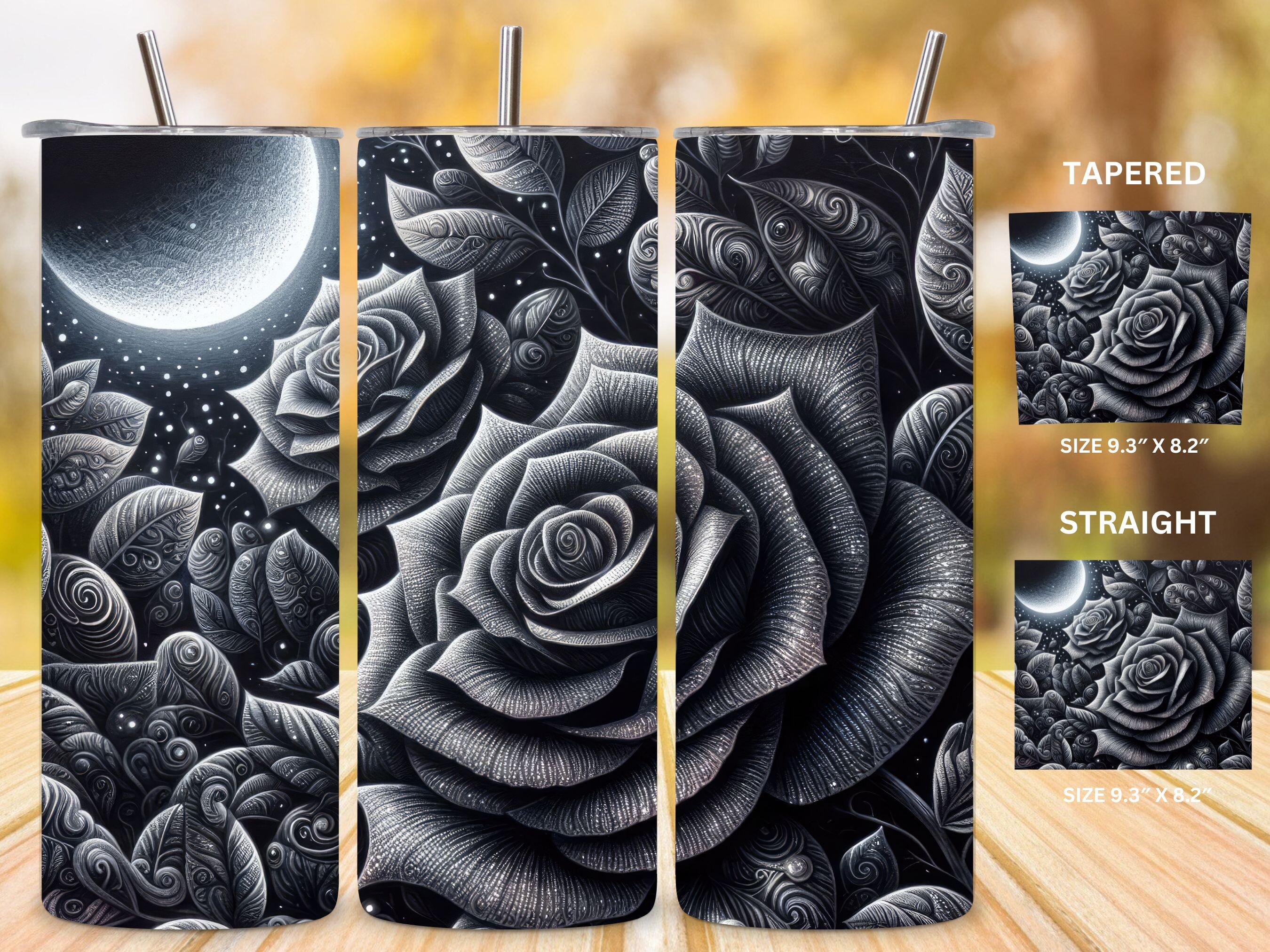 Black Rose Elegance Tumbler Wrap Graphic by Puma Prints · Creative Fabrica