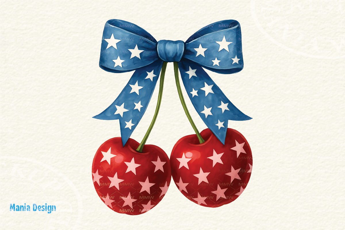 Coquette Cherry Bow PNG 4th July America Graphic by Mania Design ...