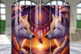 Dreamcatcher Wolf Tumbler Wrap Design Graphic by LAZY ANT · Creative ...