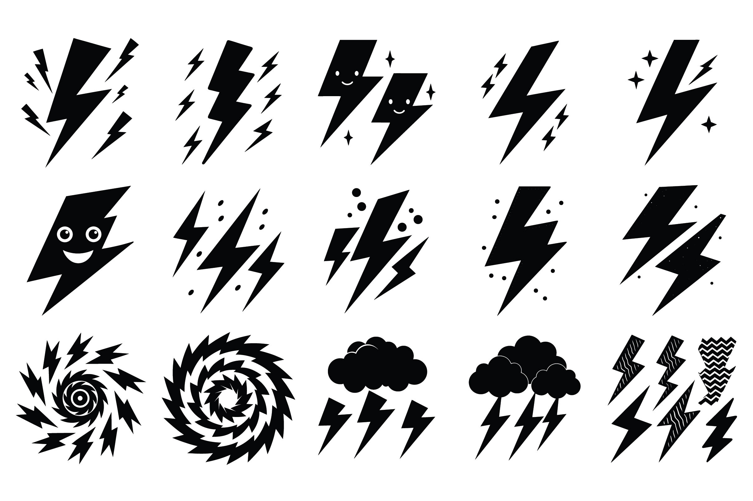 Lightning Bolt Icon Vector Set Graphic by Bundle · Creative Fabrica