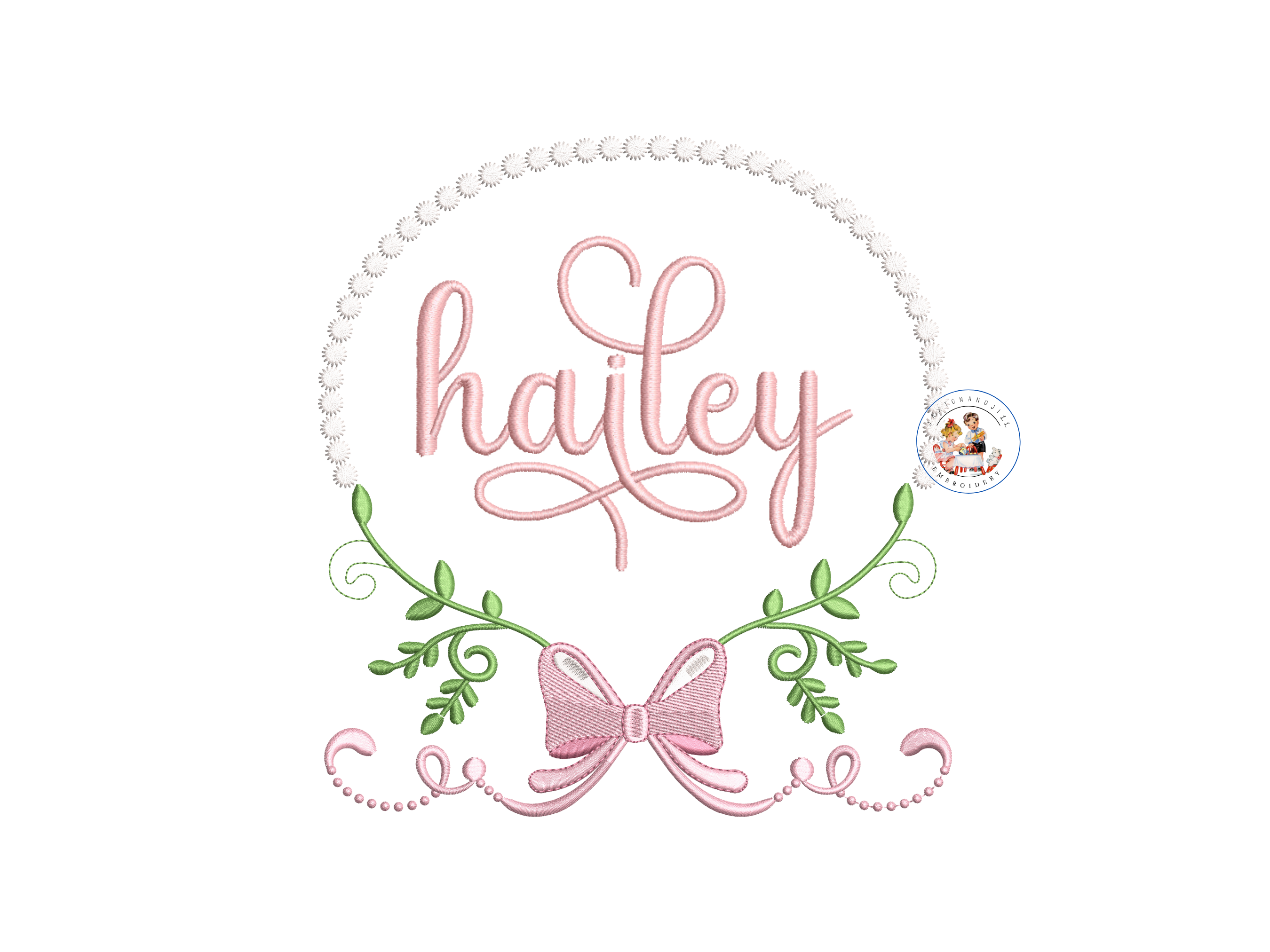 Ribbon Monogram Embroidery Design