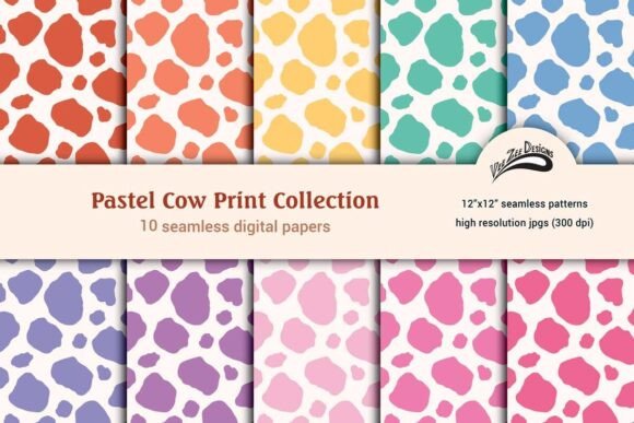 Seamless Pastel Cow Print Digital Paper