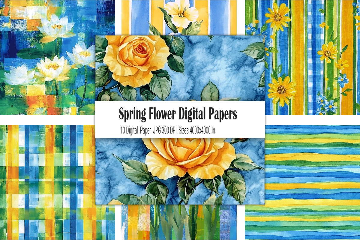 Spring Flower Digital Papers Graphic by mirazooze · Creative Fabrica